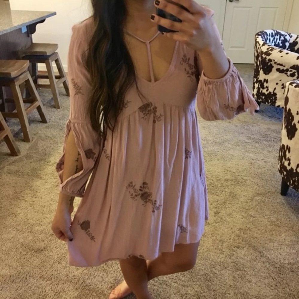 Lavender v neck dress